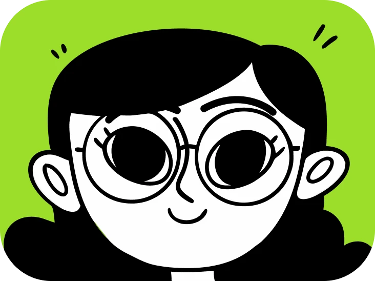 Illustrated portrait of Eleonora with round glasses